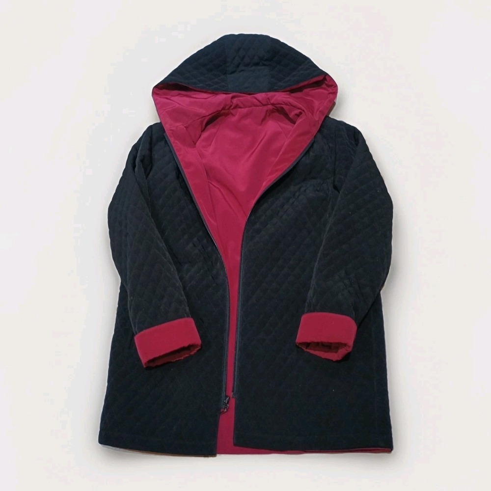 Gallery Black Quilted And Wine Reversible Windbreaker Jacket Womens Medium